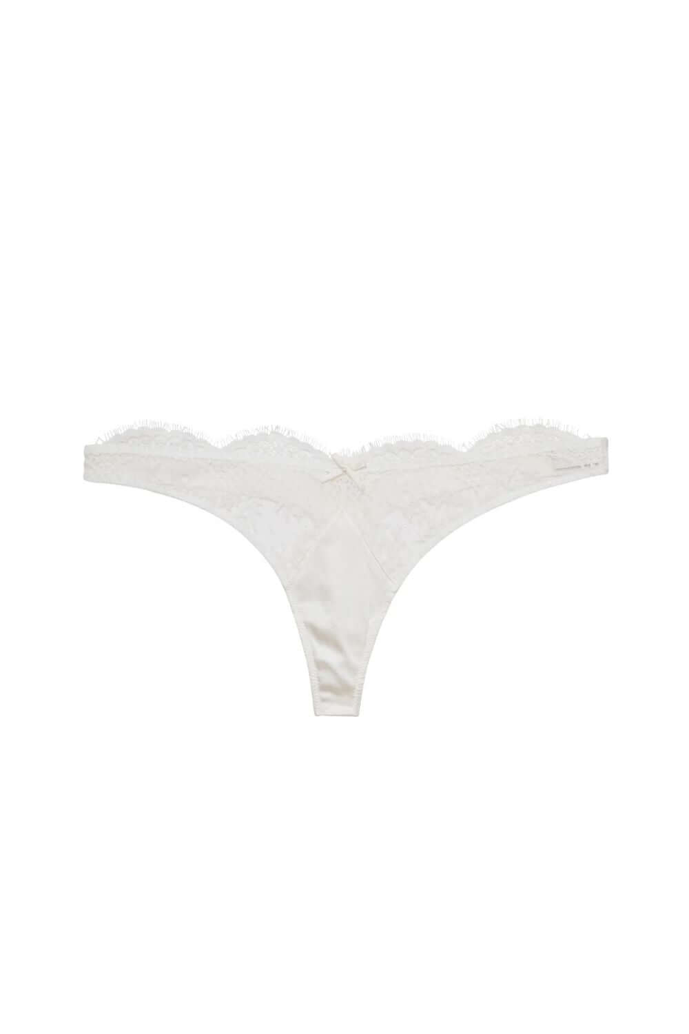 Fleur du Mal Frankie Lace Thong in Ivory