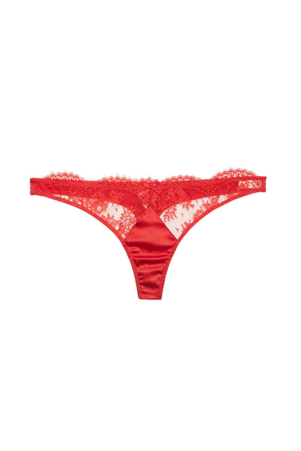 Fleur du Mal Frankie Lace Thong in Rouge