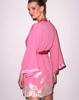 Fleur du Mal Juliet Lace Robe in Watermelon