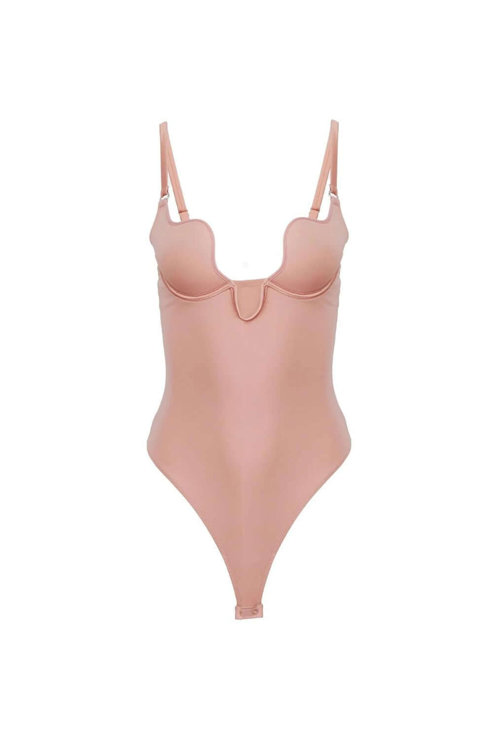 Fleur du Mal Le Stretch Micro U-Plunge Bodysuit in Tan