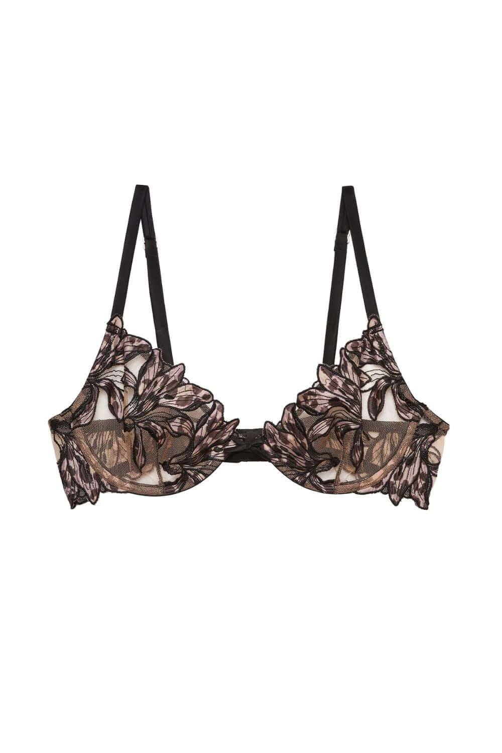 Fleur du Mal Lily Embroidered Demi Bra in Leopard Lily