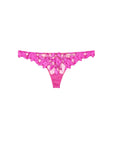 Fleur du Mal Recycled Lily Embroidery Thong in Wild Pink