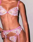 Fleur du Mal Sequin Hibiscus Demi Bra in Pink Desire
