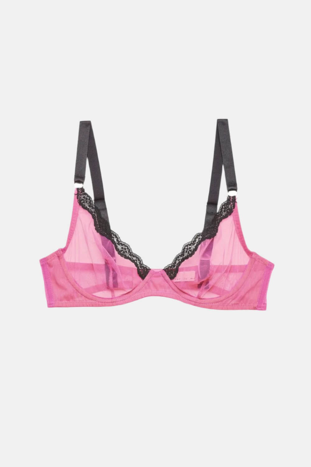 Fleur du Mal Sheer Tulle Demi Bra in Pretty Pink