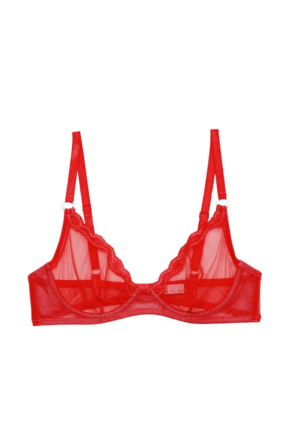 Fleur du Mal Sheer Tulle Demi Bra in Rouge