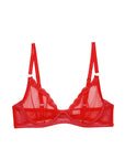 Fleur du Mal Sheer Tulle Demi Bra in Rouge