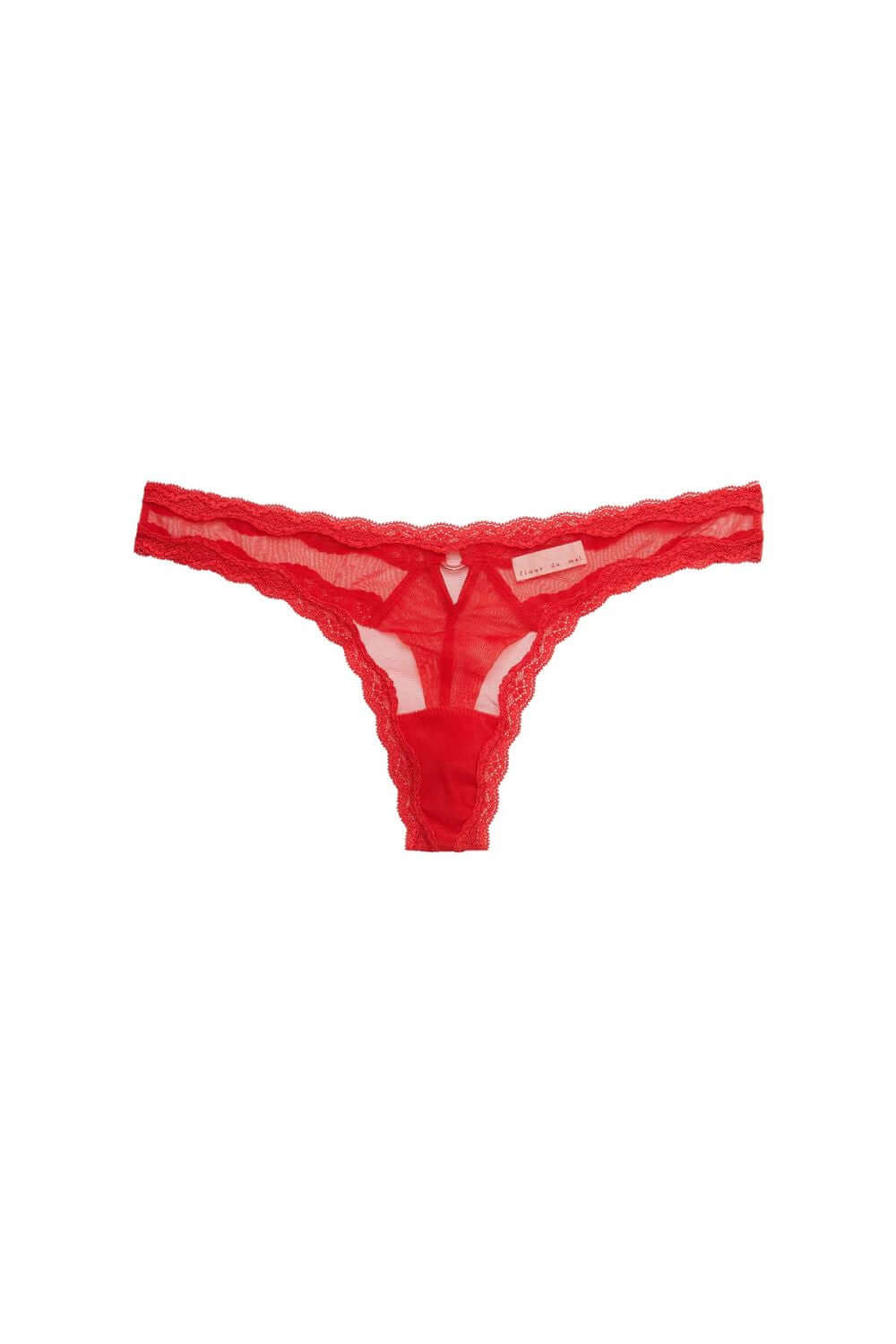Fleur du Mal Sheer Tulle Thong in Rouge