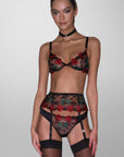 Bleeding Rose Embroidery Demi Bra in Black