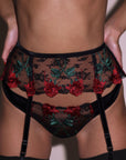 Bleeding Rose Embroidery Thong