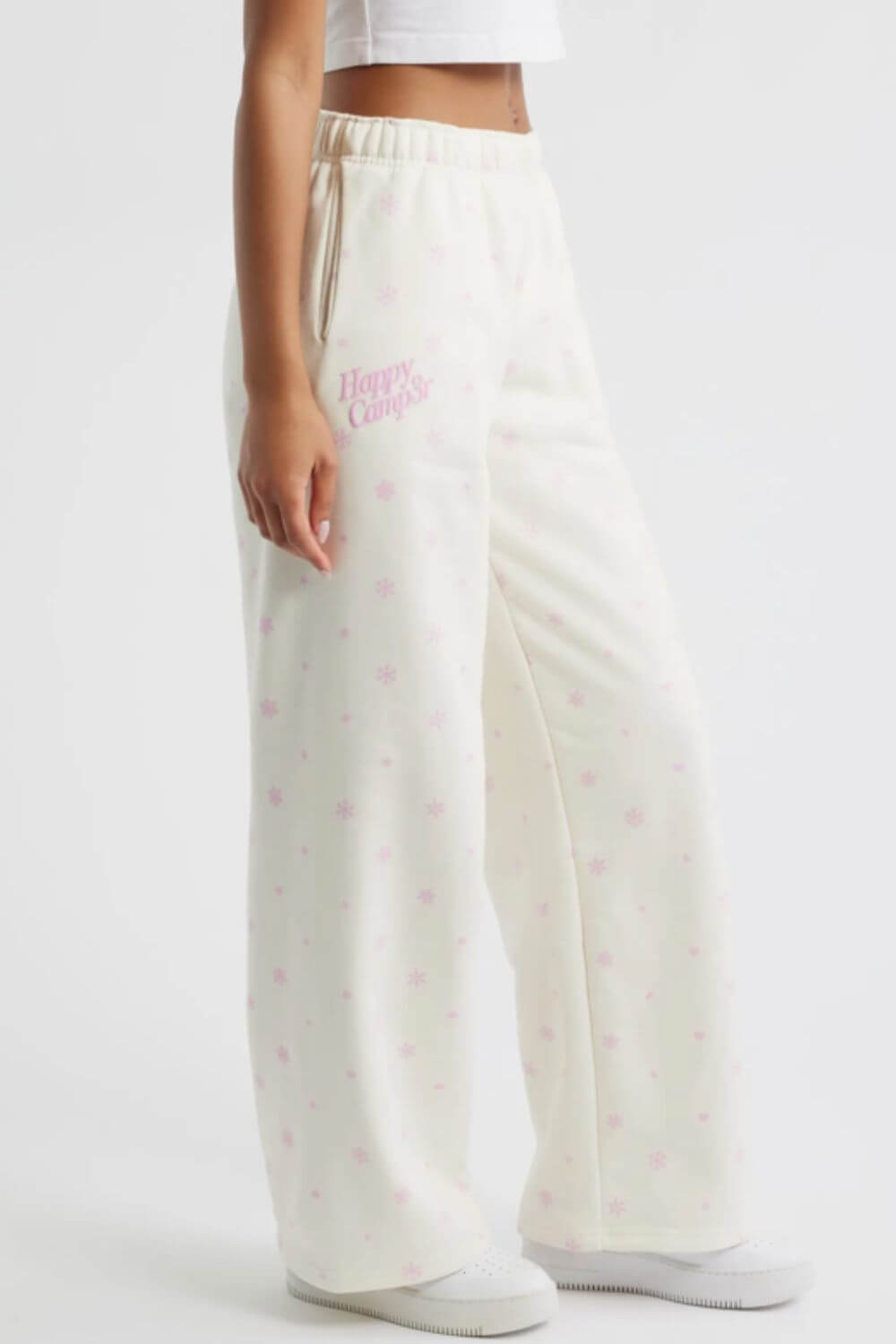 Happy Camp3r Pinky Flurry Sweatpants in Cream