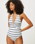 Heidi Klein Nautical Stripe U Bar Halterneck One-Piece Swimsuit
