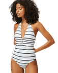 Heidi Klein Nautical Stripe U Bar Halterneck One-Piece Swimsuit