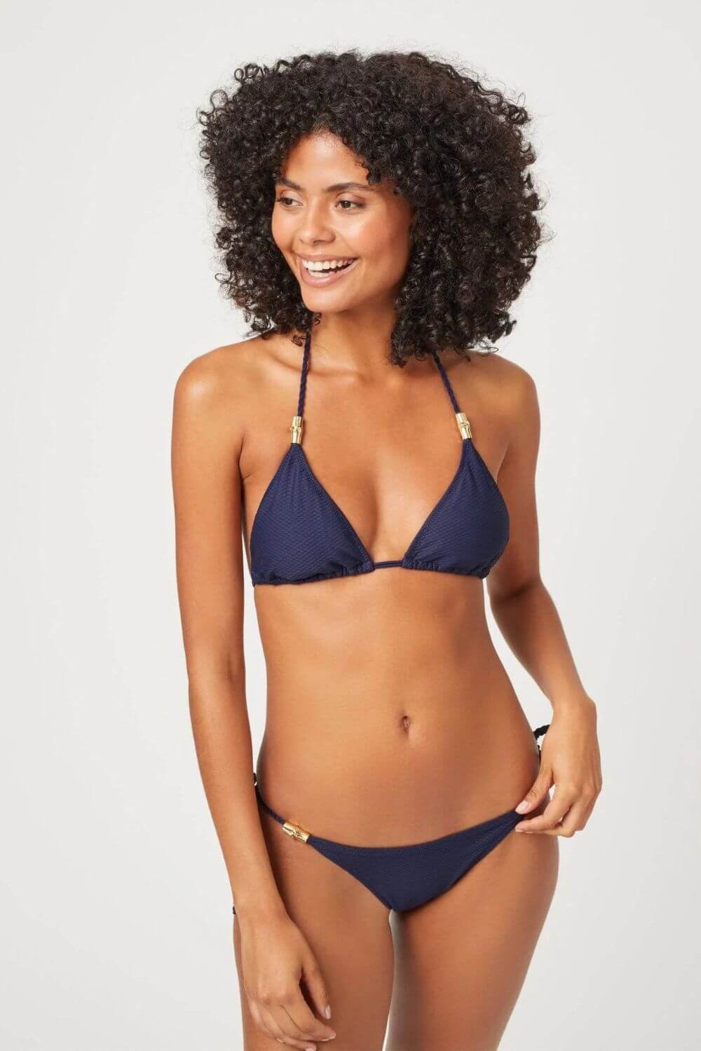 Heidi Klein Navy Triangle Rope Bikini Top and Triangle Bottom Set