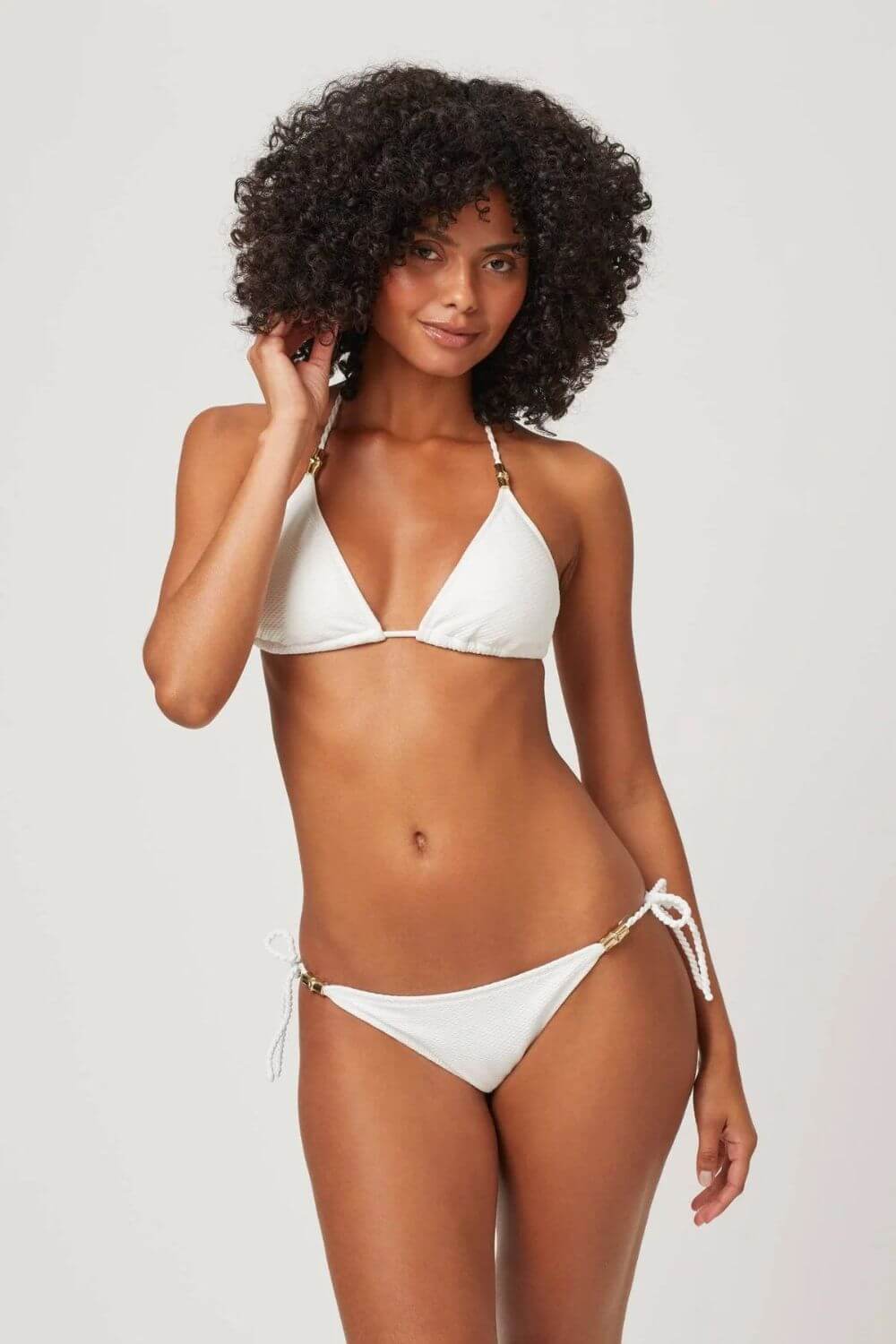 Heidi Klein White Triangle Rope Bikini Top and Triangle Bottom Set
