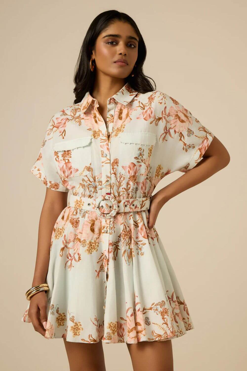 Hemant & Nandita Ezra Short Sleeve Dress in Blue