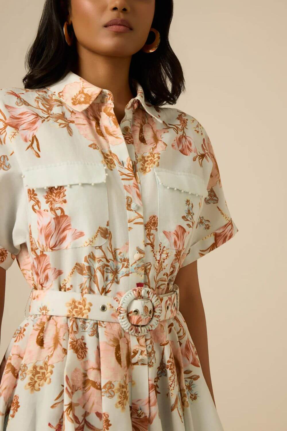 Hemant & Nandita Ezra Short Sleeve Dress in Blue