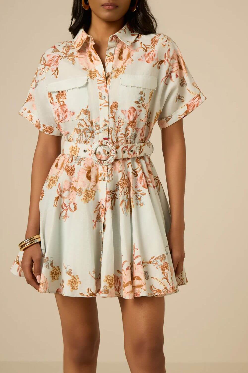 Hemant & Nandita Ezra Short Sleeve Dress in Blue