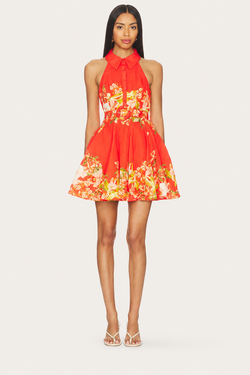 Hemant & Nandita Hema Short Dress with Buckle in Orange