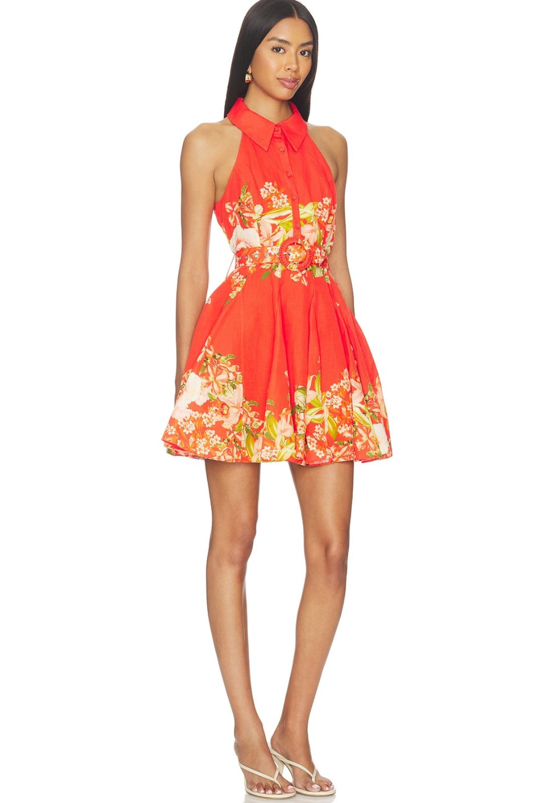 Hemant & Nandita Hema Short Dress with Buckle in Orange