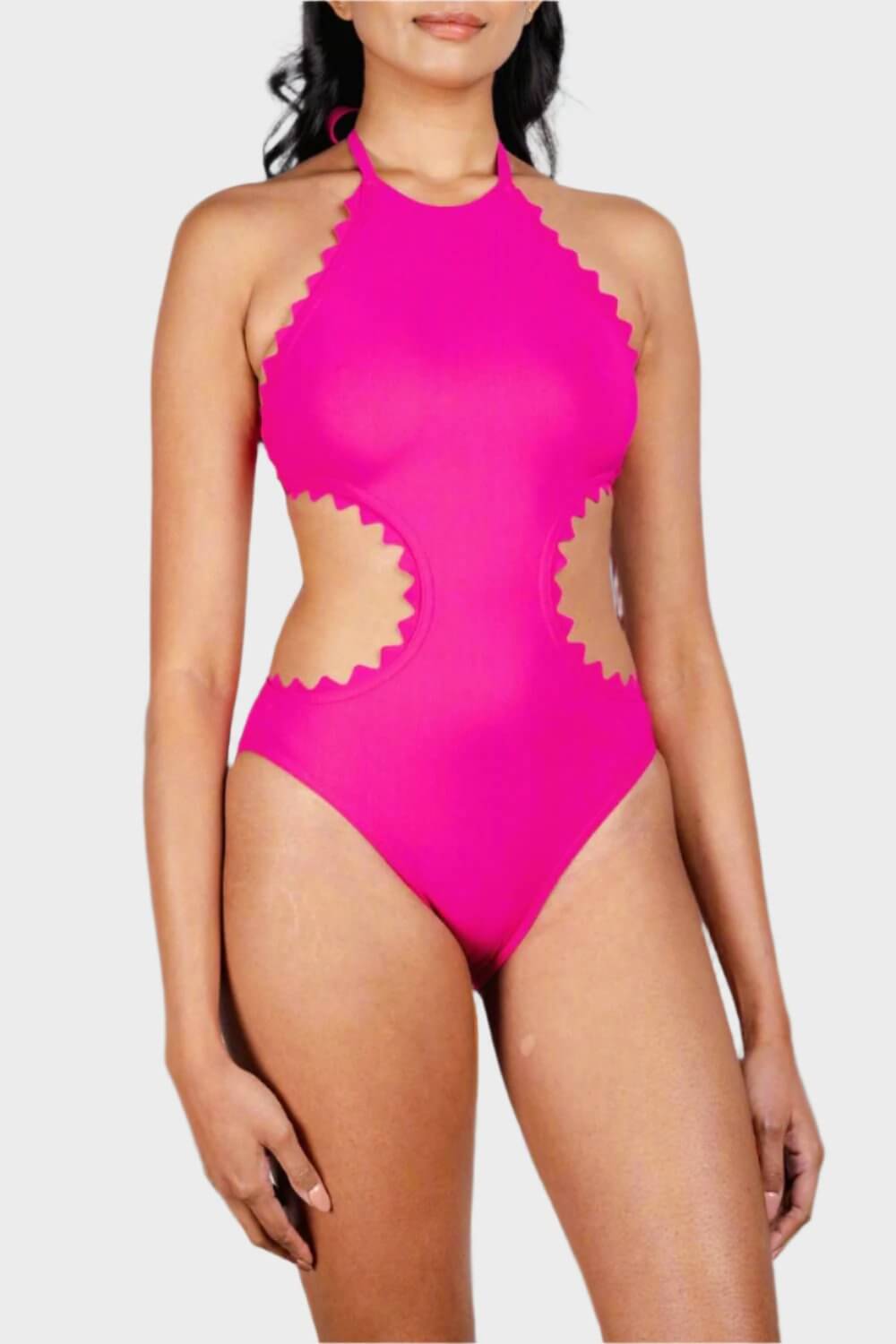 Karla Colletto Ines Halter Monokini with Ties & Clasp in Primrose