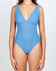 Karla Colletto Ines V-Neck One-Piece in Mystic
