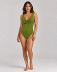 Karla Colletto Lola V-Neck One-Piece in Moss