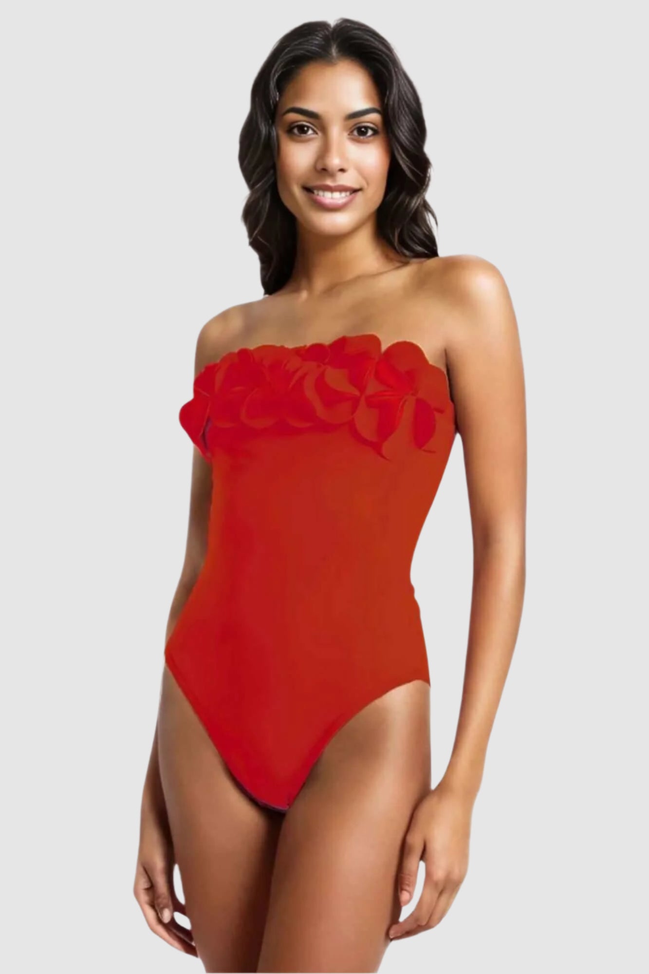 Karla Colletto Tess Bandeau One Piece in Cherry
