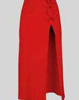 Karla Colletto Tess Long Straight Skirt in Cherry