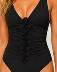 Karla Colletto Tess V-Neck Silent Underwire in Black detail view