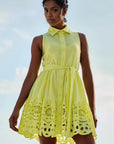 Lace Lace Collared Dress in Yellow
