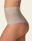 Leonisa Slimming Lace Stripe High-Waisted Thong Panty