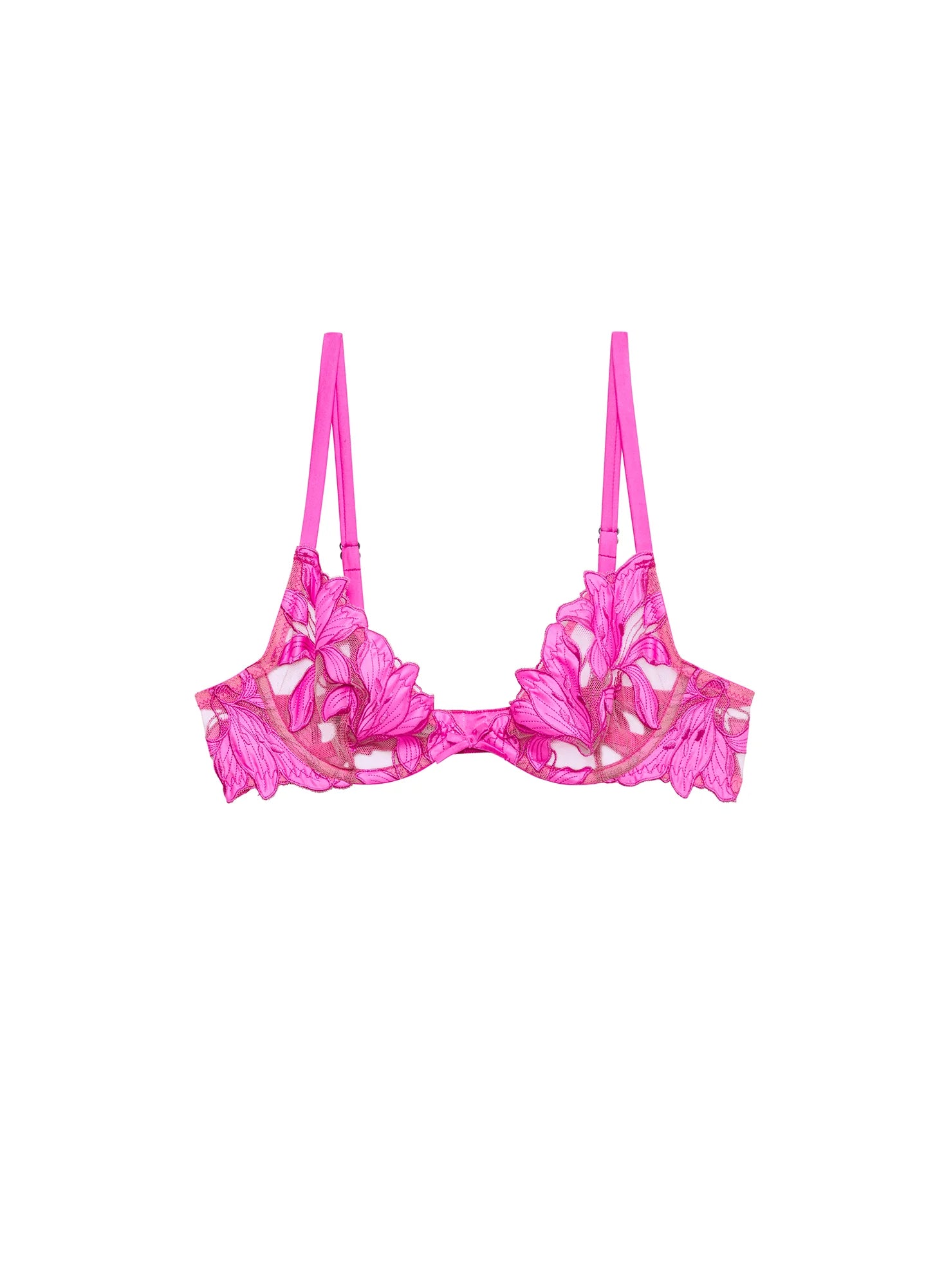 Lily Embroidered Demi Bra in Wild Pink