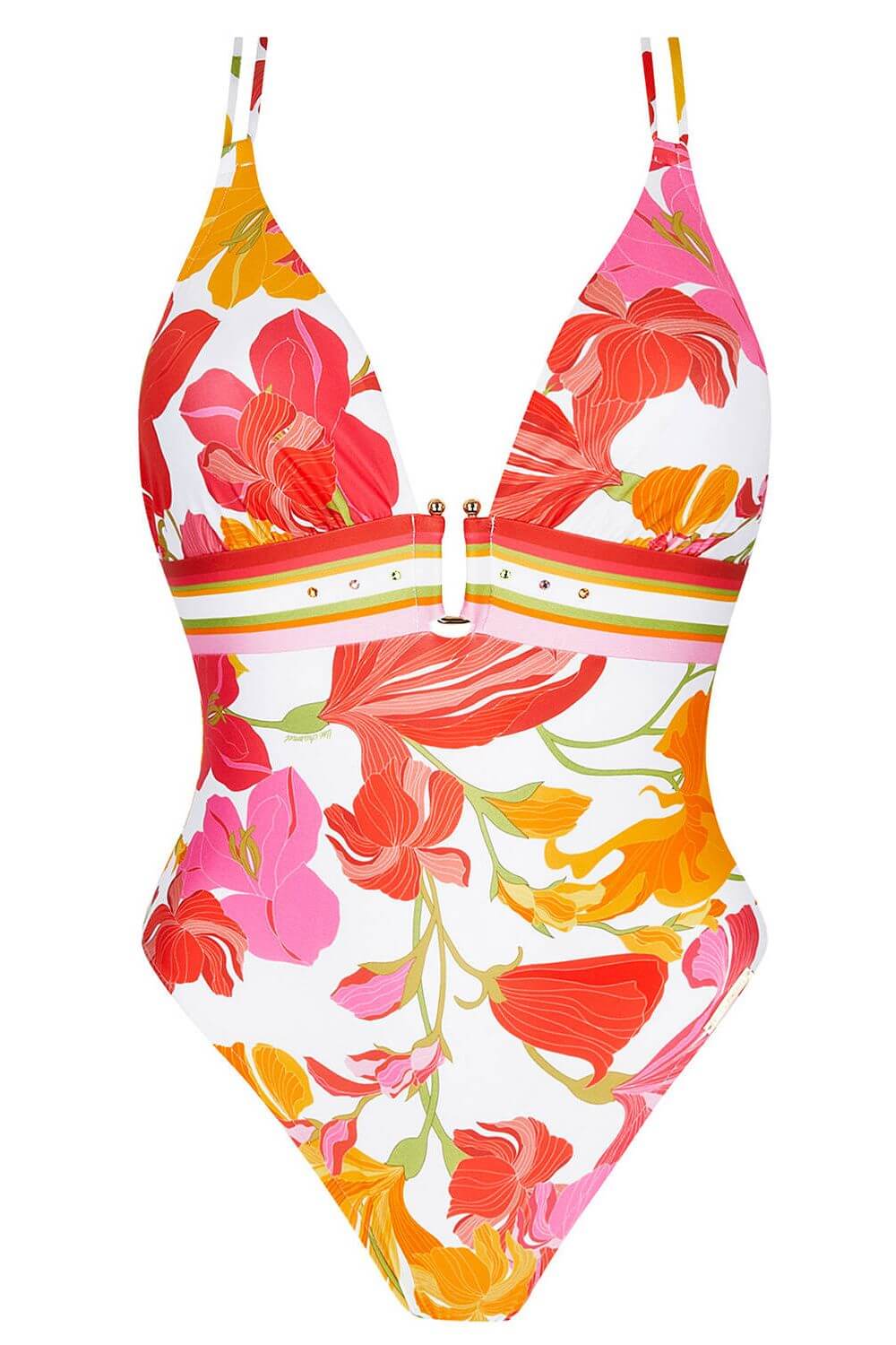 Lise Charmel Envolee Florale Non Wire Swimsuit Plunging Neckline in Bouquet Floral