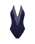 Ajourage Couture Non Wire Swimsuit Plunging Neckline in Navy