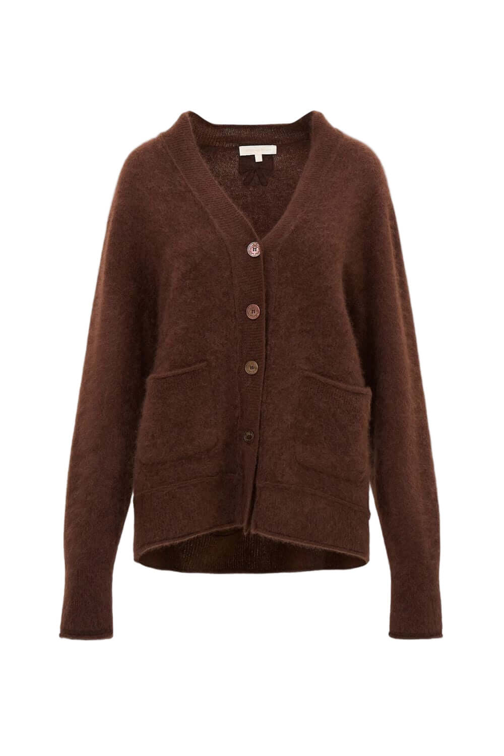 LoveShackFancy Applene Cardigan in Chocolate Brown