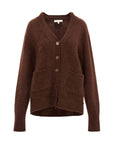 LoveShackFancy Applene Cardigan in Chocolate Brown