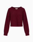 LoveShackFancy Bellaman Pullover in merlot, product-only front view