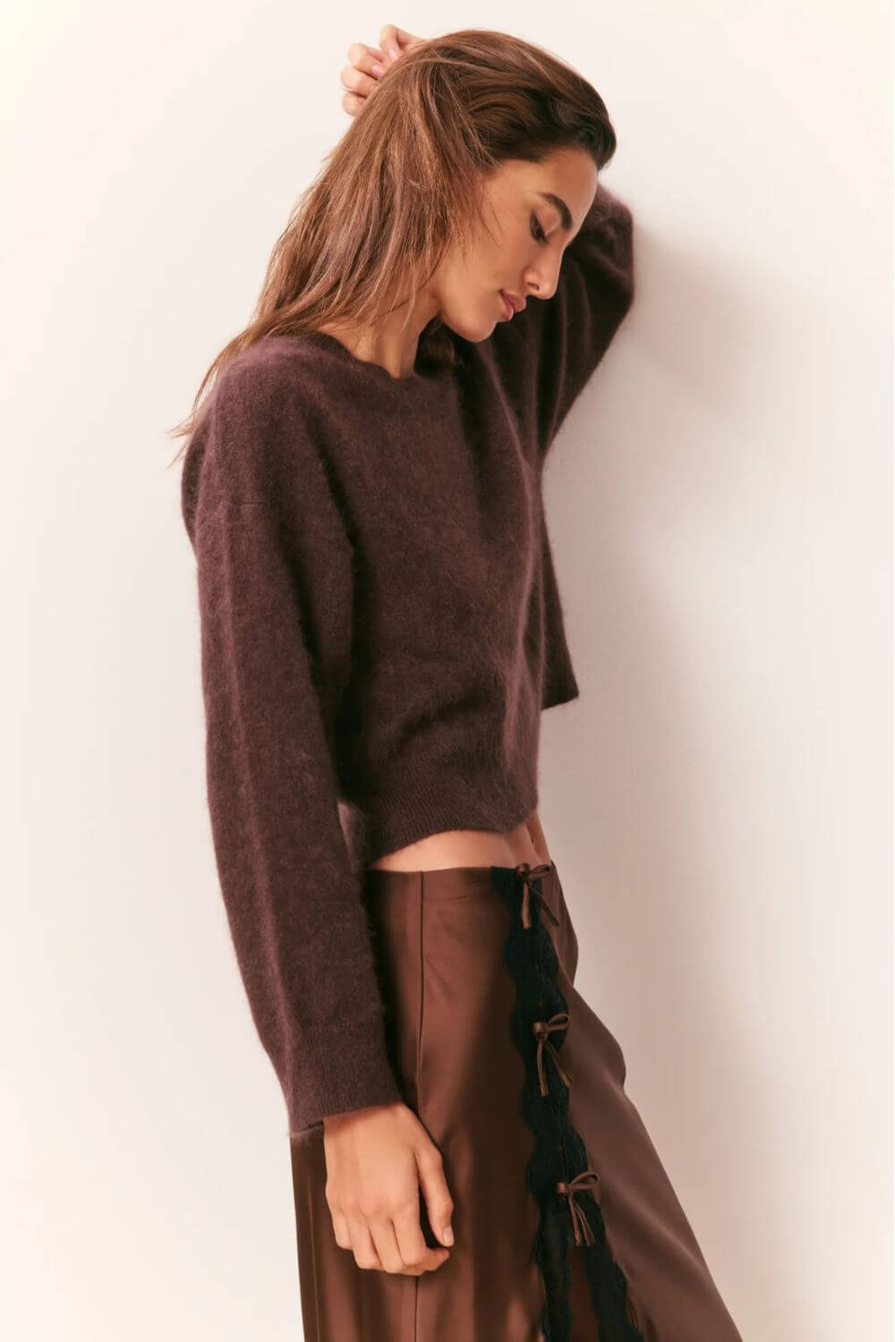LoveShackFancy Bellman Pullover in Chocolate Brown