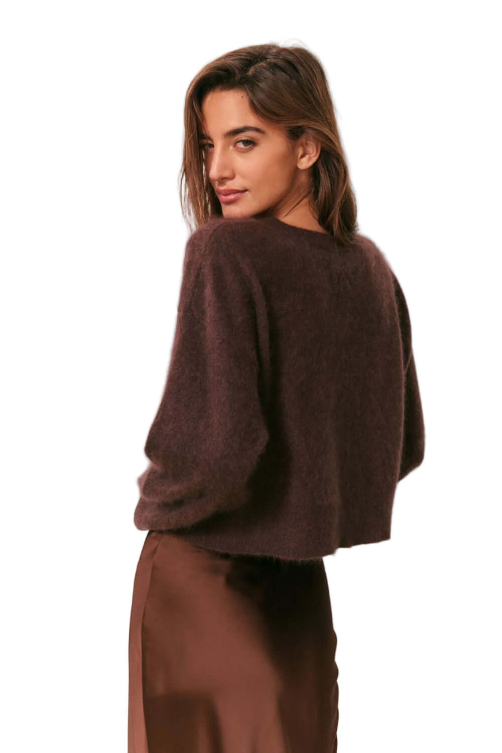LoveShackFancy Bellman Pullover in Chocolate Brown
