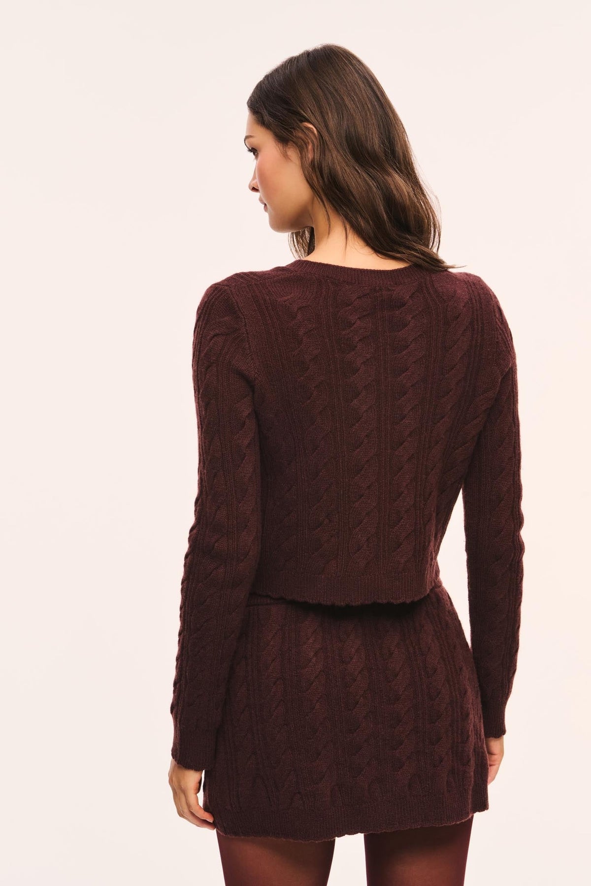 LoveShackFancy Berritt Skirt in cinnabar, back view on model