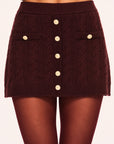 LoveShackFancy Berritt Skirt in cinnabar, close-up of knit texture and garment details