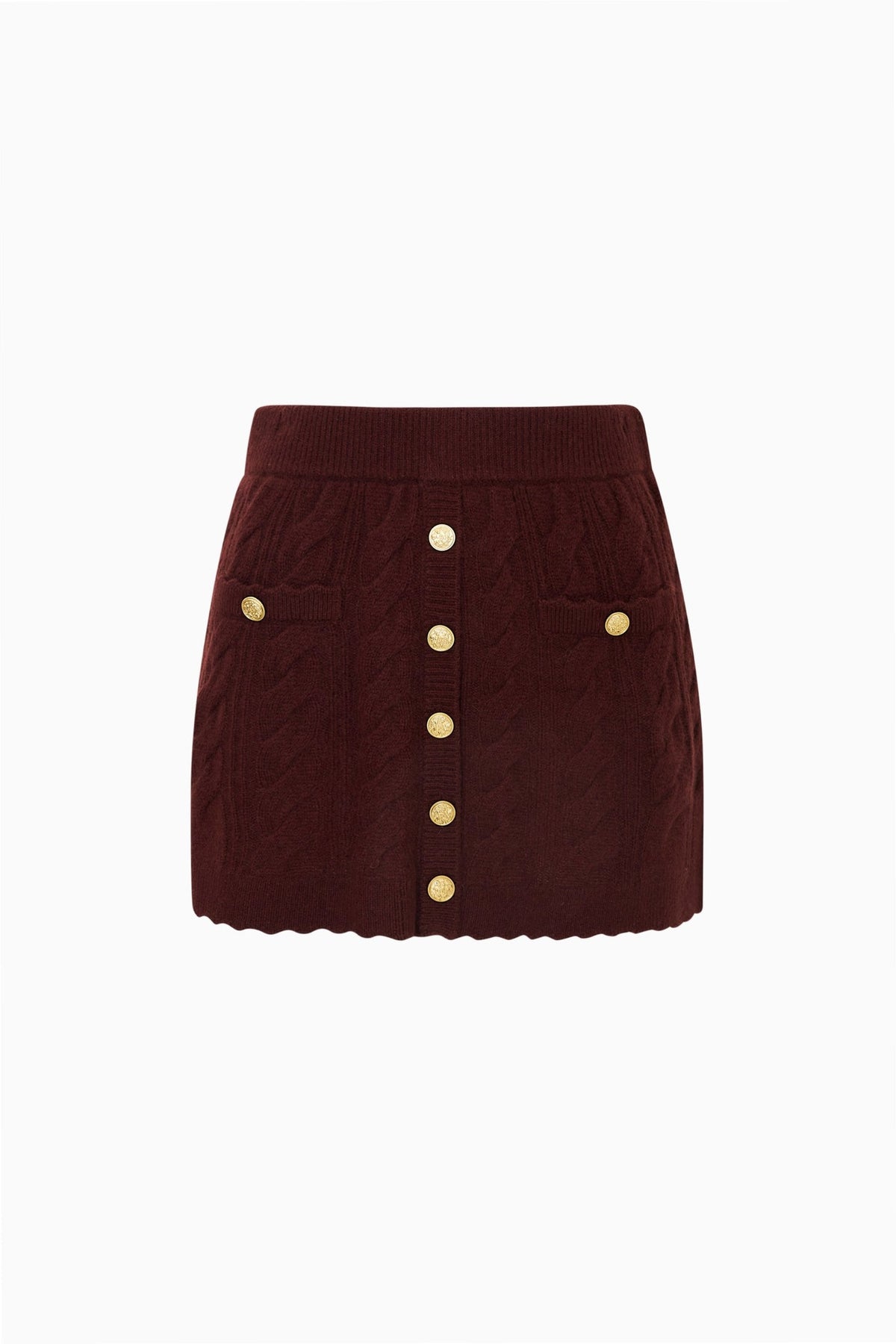 LoveShackFancy Berritt Skirt in cinnabar, product-only front view