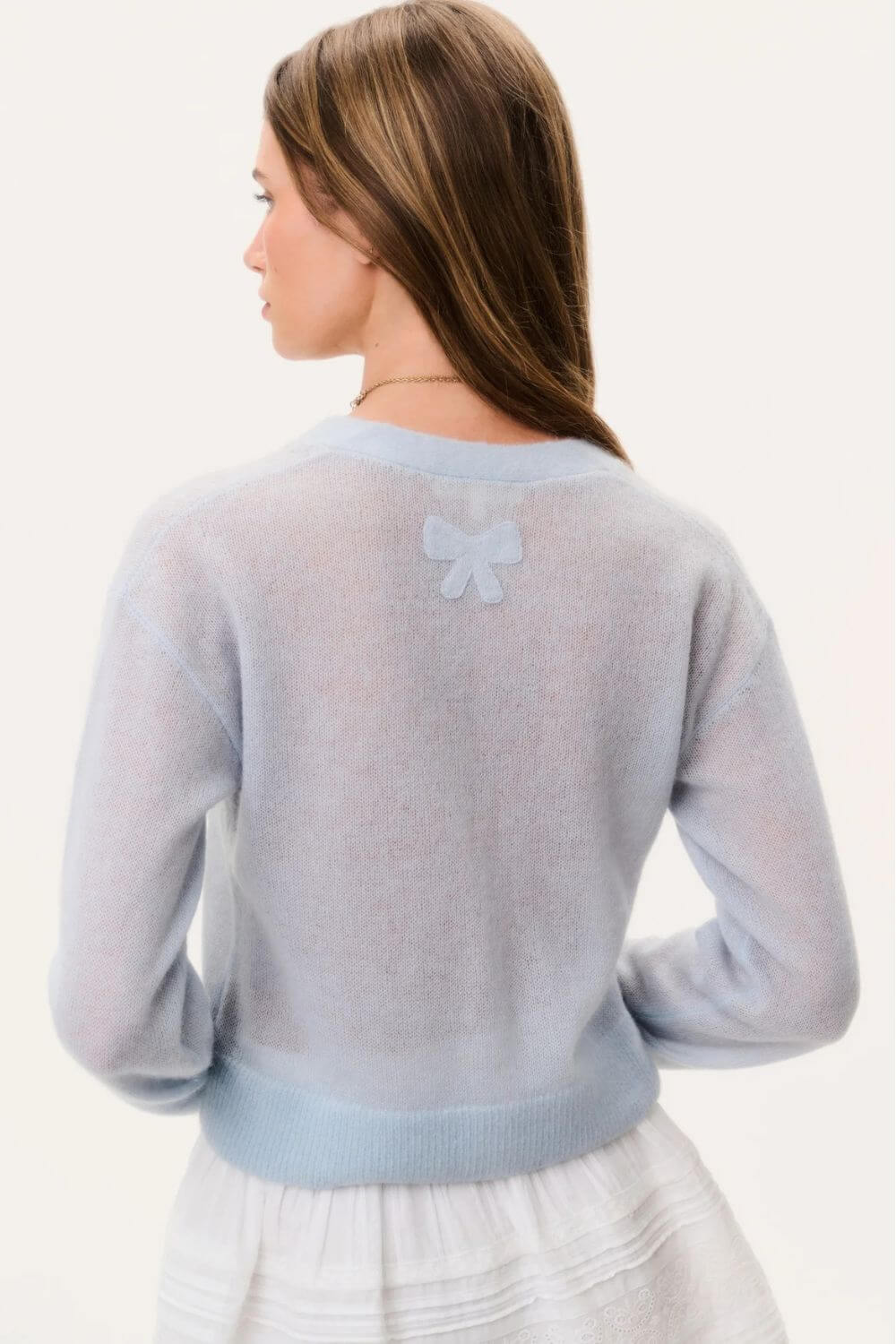 LoveShackFancy Breckie Cardigan in Blue Macaron