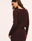 LoveShackFancy Eugenie Cardigan in Cinnabar, back view on model