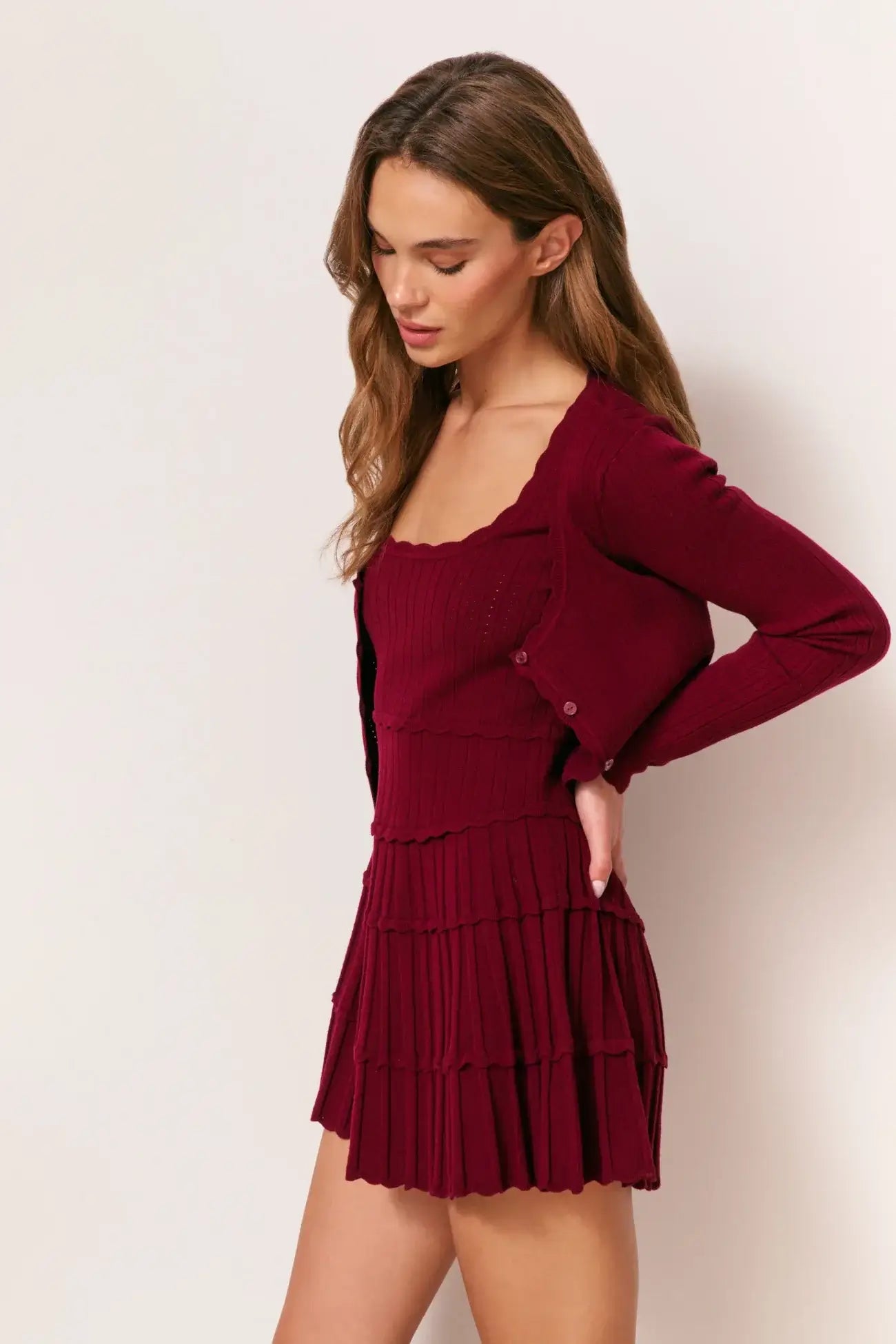 LoveShackFancy Martti Cardigan in Spiced Berry
