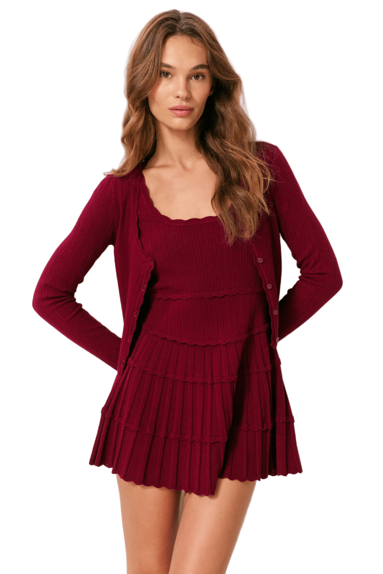 LoveShackFancy Martti Cardigan in Spiced Berry