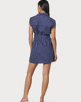 Lusana Kelly Dress in Indigo Stripe