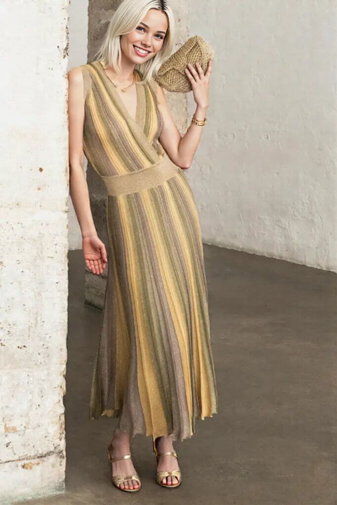 Maison Lurex Gala Sleeveless Wrap Dress