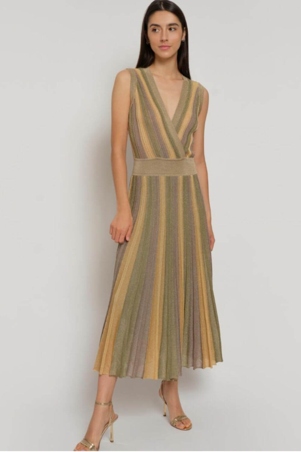 Maison Lurex Gala Sleeveless Wrap Dress