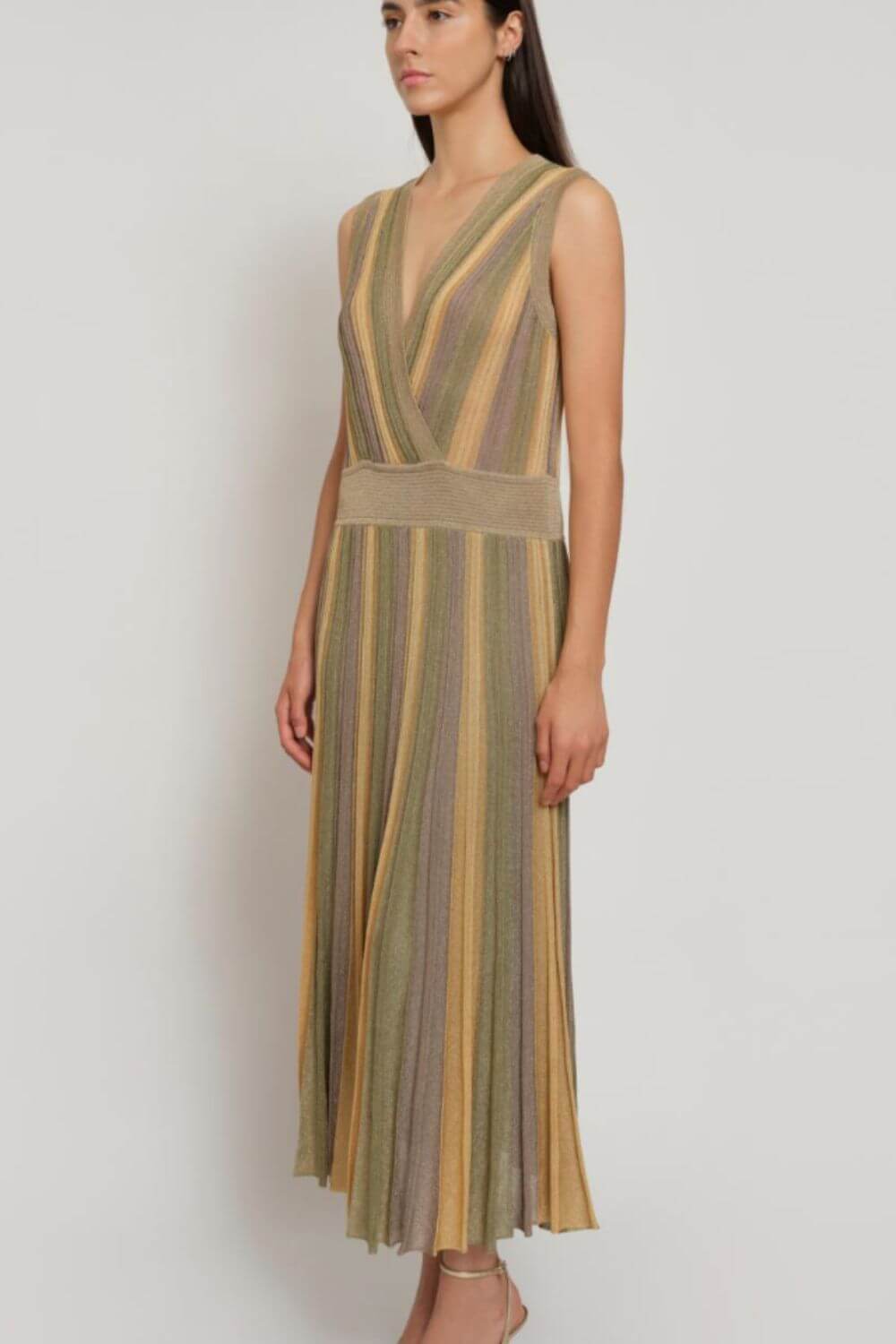 Maison Lurex Gala Sleeveless Wrap Dress